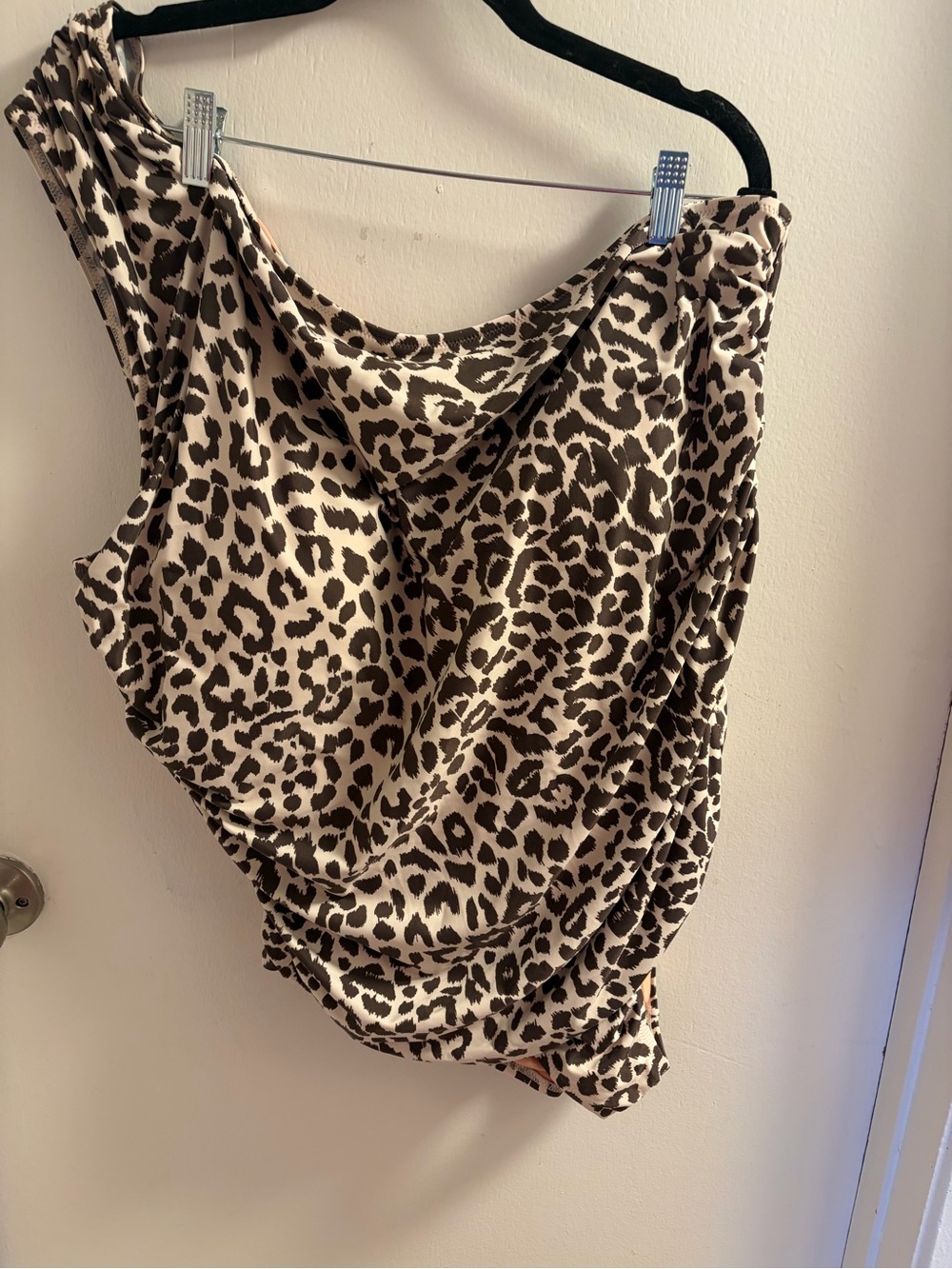 J.Crew NWT Leopard Ruched One Shoulder One Piece Swimsuit Plus Size 24